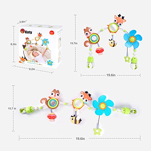 Koty Baby Stroller Arch Toy With Teether, Rattle, Crinkle Sound, Mirror & Music Box, Newborns Sensory Activity Carrier Take-Along Toy, Adjustable For Bouncers, Car Seat & Pram 0M+(Deer) #TOP5