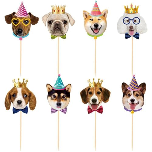 Cake Deko Hund 24 Stück Kuchen Deko Hunde Cute Geburtstagstorte Deko Hund Tier Torten Topper Für Geburtstagsdeko, Themenparty, Babyshowerparty (B)