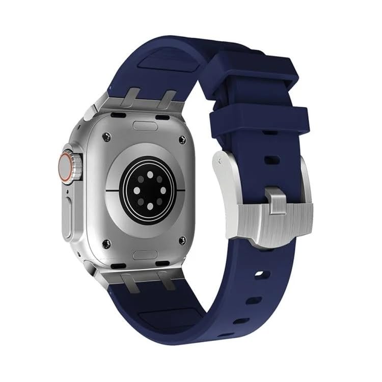Image of Compatible Apple Ultra Watch Band 49mm 45mm 44mm 42mm Liquid Silicone Design Strap with Stainless Steel Adapter for iWatch SE Series 9 8 7 6 5 4 3 2 and Ultra for Men and Women