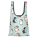 折りたたみ買い物袋 エコバッグ ペンギン スケート 防水素材 大容量 軽量 コンビニバッグ 買い物バッグ コンパクト 収納 水や汚れにも強い