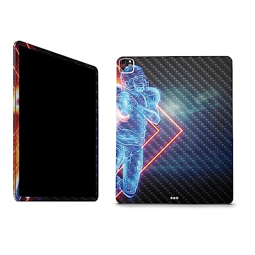 Image of MightySkins Carbon Fiber Skin Compatible with Apple iPad Pro 12.9 inch M2 6th Gen (2022) Full Wrap Kit - Glow Football | Protective, Durable Textured Carbon Fiber Finish | Easy to Apply | Made in The USA