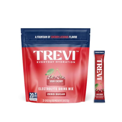 Image of TREVI Electrolytes Powder Packets, Sugar Free Hydration Sour Cherry 20 Pack | Essential Daily Drink Mix, 0 Sugar, Magnesium, Potassium, Vitamin C, Calcium, B6 & B12 Vitamins