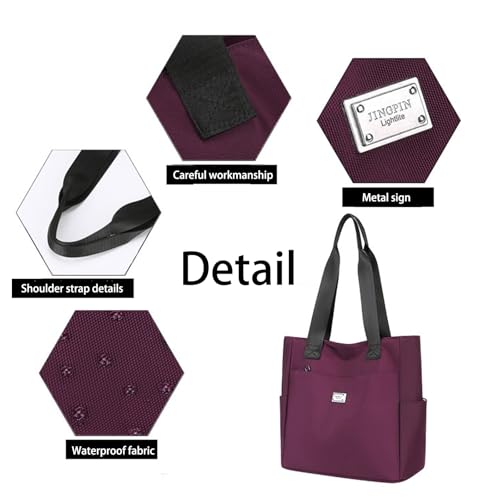 Zcjeaneviln Large Capacity Water Repellent Multi Pocket Nylon Shoulder Bag, Fashion Nylon Tote Bag for Women&Men2