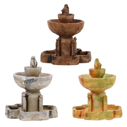 HEMOTON 3Pcs Miniature Fountain Decoration Resin Tabletop Fountain Ornament for Mini Garden Fish Tank and Terrarium Decor Craftsmanship Serene Home Accent