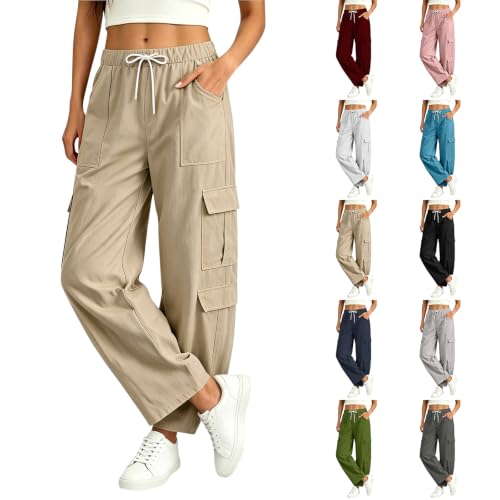 Cargo Pants For Women Baggy Wide Leg High Waist Work Construction Trousers