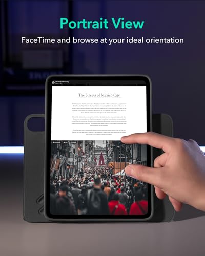 Image of ESR for iPad Air 13 Inch Case M4 /M3 /M2 (2026 /2025 /2024), Removable Magnetic Cover, Adjustable Portrait /Landscape Stand with Raised Screen View, 9 Standing Angles, Shift Series, Black