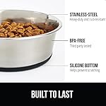 GORILLA GRIP Set of 2 Dog Bowls, Heavy Duty Metal Food and Water Bowl for Feeding Dogs and Cats, Dishwasher Safe, Rust Resistant Stainless Steel, BPA Free Rubber Base, Holds 2 Cups (16 fl oz), Black - Image 2