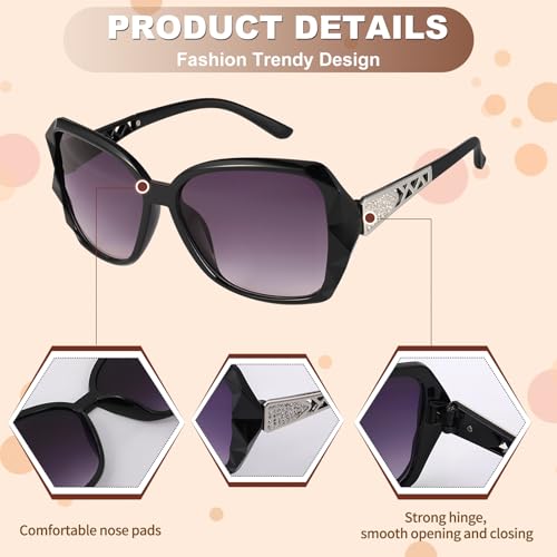 Image of Women Oversized Sunglasses UV400 Protection Lens Sun Glasses | Lightweight Shiny Frame, Classic Trendy Design, Multiple Color Options for Walking, Driving, Shopping, Taking Photos