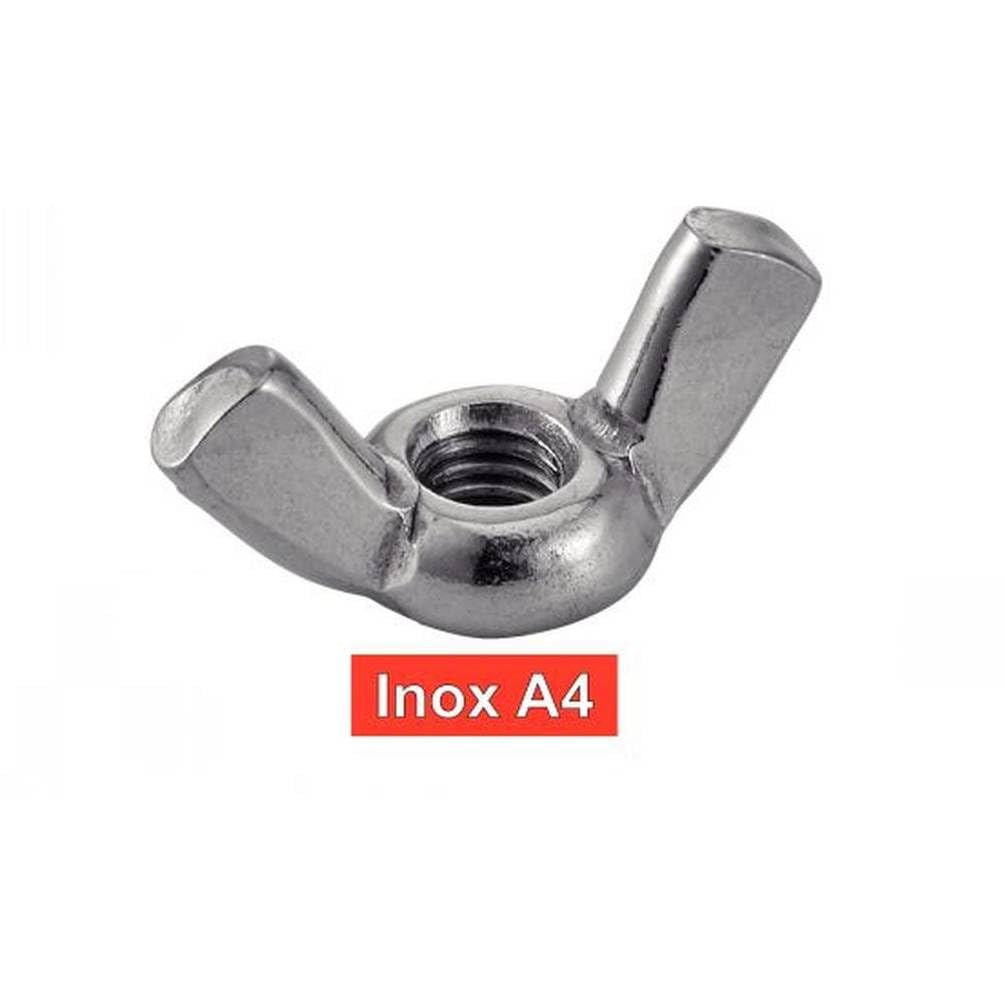 D-Work, 100 dadi per orecchie, forma americana, M10 mm, DIN 315, in acciaio inox A4
