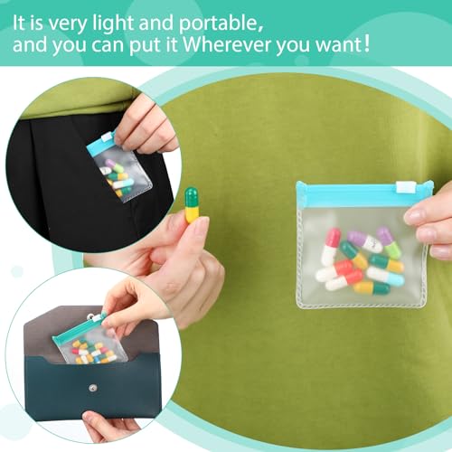 Image of Sherr 35 Pcs Pill Pouch Bags with Zipper Pill Pouch Set Travel Reusable Translucent Medicine Organizer Self Sealing Plastic Bag with Slide Lock for Storage(Dark Green,3 x 3 Inch,Blank Style)