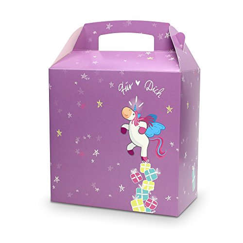 Boîte cadeau licorne avec poignée, par exemple pour Noël, anniversaire d'enfant, comme petit cadeau Cover
