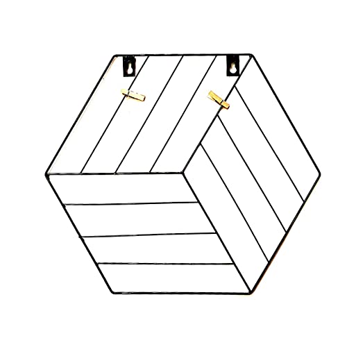 Image of Art Street Hexagon Shape Set of 2 DIY Metal Photo Grid Wall for photo hanging, wall decoration and display (size- 35 x 40 cm) -Photo clips included