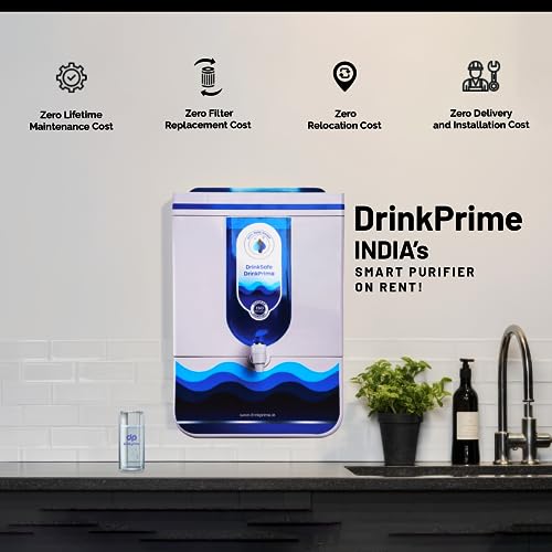 Image of DrinkPrime IoT-Enabled, RO Water Purifier for Home +UV+UF | 2-YEAR FREE Service+Filter Changes+Relocation | Suitable for Borewell,Tanker,Municipal Water | 8L Storage | 6-Stage Filtration