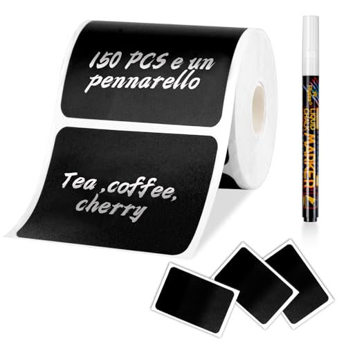 joyoldelf 150pcs Kit d'Etiquette Autocollantes Réutilisables pour la Cuisine Organiser avec Marqueurs Craie Liquide, Étiquette Tableau Noir Amovible pour...