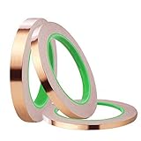 3 Pack Copper Foil Tape with Conductive Adhesive,3 Sizes Copper Tape Double-Sided for EMI Shielding,Slug Repellent,Paper Circuits,Electrical Repairs,Grounding(6/8/10mm)