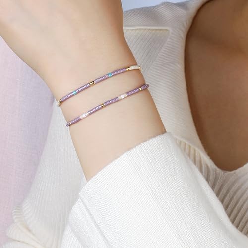 Image of KELITCH Boho Women Crystal Shell Beaded Friendship Bracelets Handmade Strand Bracelet Bangles Jewelry