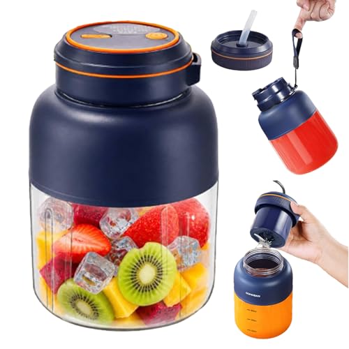 Image of Portable Wireless Juicer Cup, 1300ml USB Rechargeable Personal Blender with 38 Stainless Steel Blades, Cordless Portable Blender for Smoothies, Protein Shakes, Fruit Juice, Travel