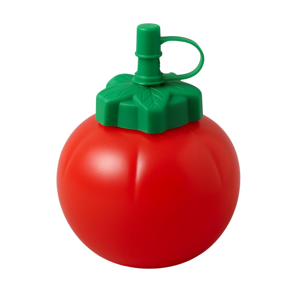 eMKay® RED Tomato Round Sauce Bottle Dispenser 10.5oz Squeezy Bottles with Nozzles, Plastic Sauce Dispenser with Twist on Cap Lids for Ketchup