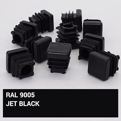 SKIR'CO (10 pcs) Square Plastic Plugs 16 x 16 mm, Mat Tube End Caps, Square Tube Inserts, Fence Post Plugs, Black RAL 9005 - Image 3