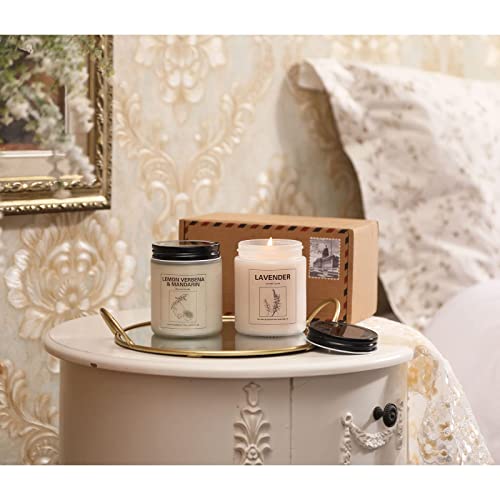 Lavender and Lemon Verbena Candle, Home Scented Soy Candle Set, Aromatherapy Candle 2 pcs, Women Gift - Thumbnail 2