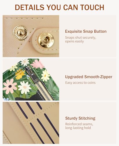 Image of Immaturus Black Cat Floral Womens Wallet, Slim Thin RFID Blocking Card Wallets, Bifold PU Leather Credit Card Holder Organizer, Cute Cash Clutch Long Billfold with Zipper Coin Pocket Ladies Girls Gift