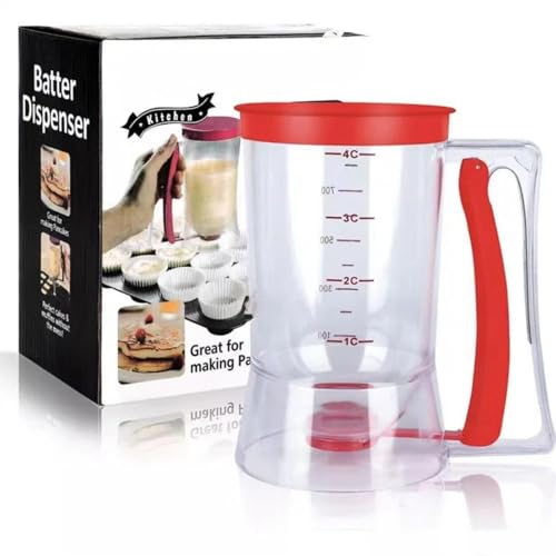 Pancake Dough Dispenser | Portable Leak Proof Dough Dispenser Tool 900ml | Pancake Maker with Measuring Label for Pancakes, Cupcakes, Waffles and More