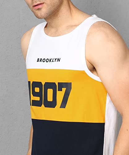 Image of Alan Jones Clothing Men Cotton Printed Sleeveless T-Shirt | Regular Fit | Casual, Beach & Lounge Wear | Tank Top for Summer