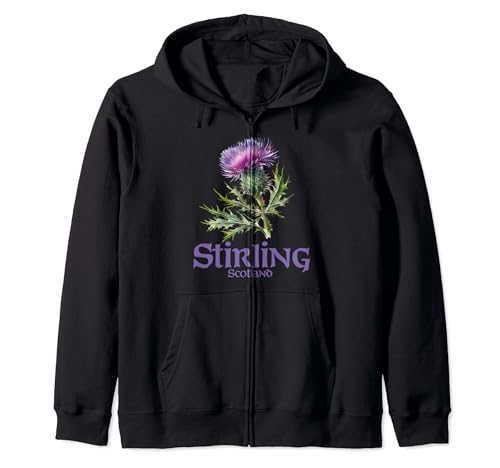 Stirling Scotland Watercolor Thistle Zip Hoodie -  Utopia Sport Scotland Shop, MPFKZXRGR6F