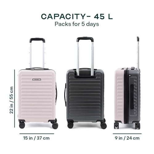 Image of Assembly Cabin Suitcase Small with Double Spinner Wheels & 3 Packing Cubes, Lightweight Polycarbonate Hard Shell Carry On Luggage for Business Travel & Getaway, Ivory-Grey, 20-Inch