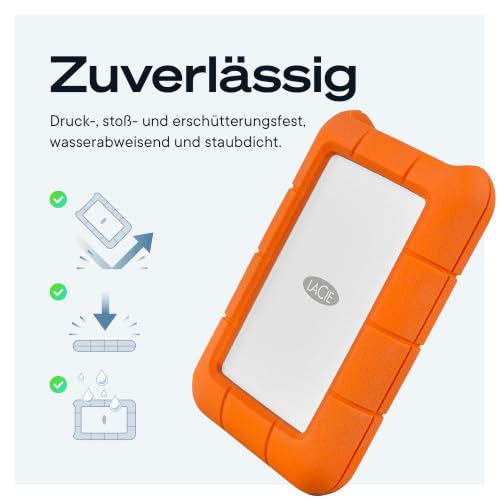 LaCie 4TB Rugged Externe Tragbare Festplatte | USB-C (STFR4000800) – Ansicht 7