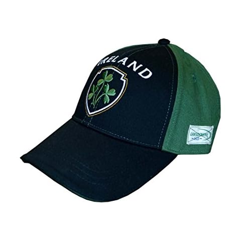 Carrolls Irish Gifts Baseball Cap with Half Green, Half Black with Embossed Ireland and Shamrock Crest Cover