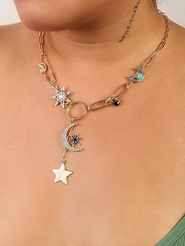 Sacina Gothic Boho Moon and Star Necklace, Star Jewelry, Charm Boho Necklace, Christmas Jewelry Gift For Women4