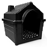 Casinha de Cachorro em Plástico Resistente, Inclui Colchonete Macio e Confortável(Preto COM colchão,N°4 (C:37 x L:48 x A:39))