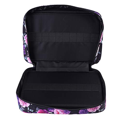 Image of Colored Pencil Case Slot Holds 300 Pencils or 200 Gel Pens with Zipper Closure Large Capacity Nylon Pen Organizer for Painter or Artist (Purple and Pink Rose)