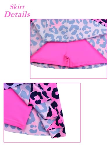 Image of Girls Rash Guard 2 Pieces Bathing Suit UPF50+ Swimsuit with Swimming Skirt Swimwear 2-14Y