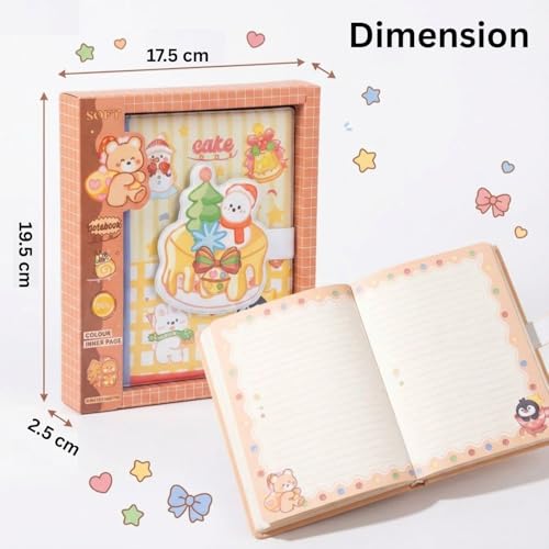 Image of FunBlast Diary for Girls - Christmas Kawaii Diary with Puffy Buckle Lock, Journal Diaries for Girls, Notepad for Students Stationary Items, Birthday Gifts (112 Sheets) (Cake)