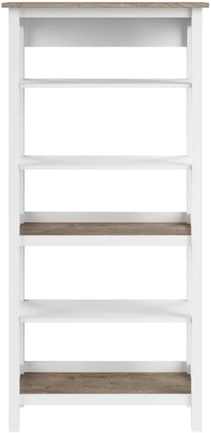 Bush Home Tall 5 Shelf Bookcase, Large Bookshelf for Living Room or Home Office, Mayfield Collection, Pure White and Shiplap Gray