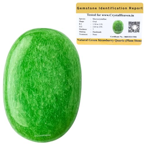 Image of Green Strawberry Quartz Crystal Palm Pebbles Stones for Anxiety Stress Relief Massage - AAA Grade Original Healing Gemstone Agate Palm Stone for Yoga Meditation Spiritual Reiki Feng Shui