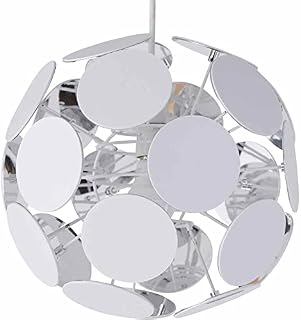 wilko White Chrome Big Bang Sphere Light Shade, Contemporary Design Sphere Light Shade, H31 x W32cm