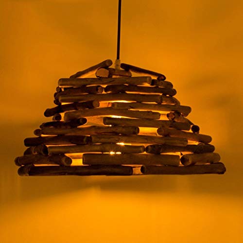 Lustre chaud chambre et applique en bois pour ambiance relaxante GZ