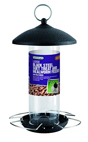 Gardman Black Steel Suet Treat and Mealworm Bird Feeder