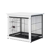 SPRICHIC Pet Cage with Crate Cover - Dog Crate Furniture, Wooden Wire Dog House, Decorative Indoor K