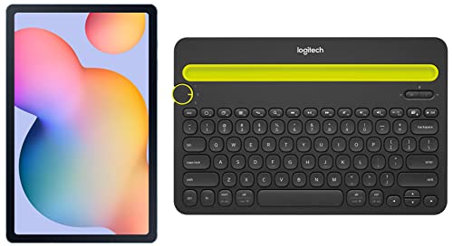 Image of Samsung Galaxy Tab S6 Lite 26.31 cm (10.4 inch), S-Pen in Box, Slim and Light, Dolby Atmos Sound, 4 GB RAM, 64 GB ROM, Wi-Fi Tablet, Angora Blue + Logitech K480 Bluetooth Keyboard