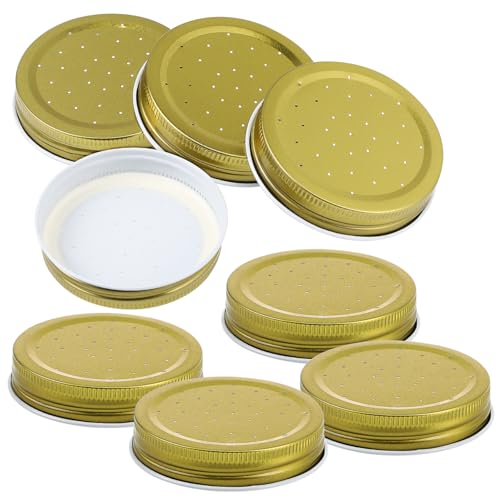 Kisangel 8pcs Beehive Entrance Water Feeder Lid, Golden Metal Bee Water Dispenser Replacement Parts, Beekeeping Supplies for Hive Feeding