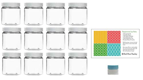 Clear 4 oz Plastic Jars with White Lids (12 pk) with Mini Jar - PET Round Refillable Containers