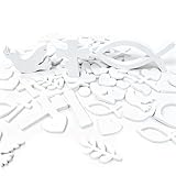 66 Stück Kommunion Deko, Konfirmation Streudeko, Taufe Deko, Fische, Punkte, Kreuze, Weizenähren, Taube, Kommunion Taufe für DIY Dekoration zum Familienfeiern Mädchen Junge Firmung Babyshowerparty