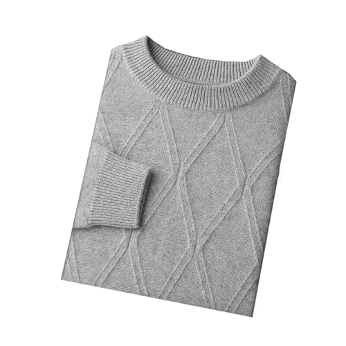 Men's Winter Thicken Wool Blend Sweater Solid Color Round Neck Business Casual Loose Bottoming Sweater
