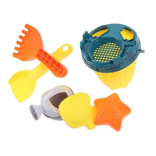 iplusmile Juguetes de Playa para Cubo Amarillo de Castillo Pala Rastrillo y Carrito para Arena Piscina y Jardín Seguro para Verano