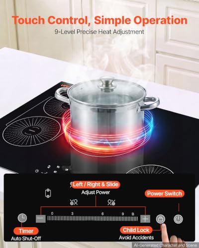 Image of VEVOR Induction Cooktop 30inch 4 Burners Built-in Electric Stove 220V