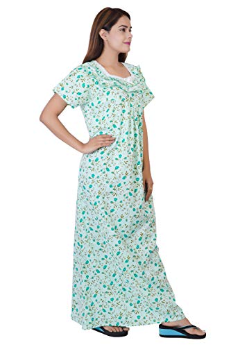 Image of Himanshu Handloom Women's Cotton Block Print Knee Length Nighty